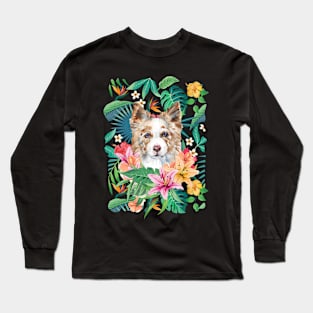 Tropical Red Merle Border Collie 4 Long Sleeve T-Shirt